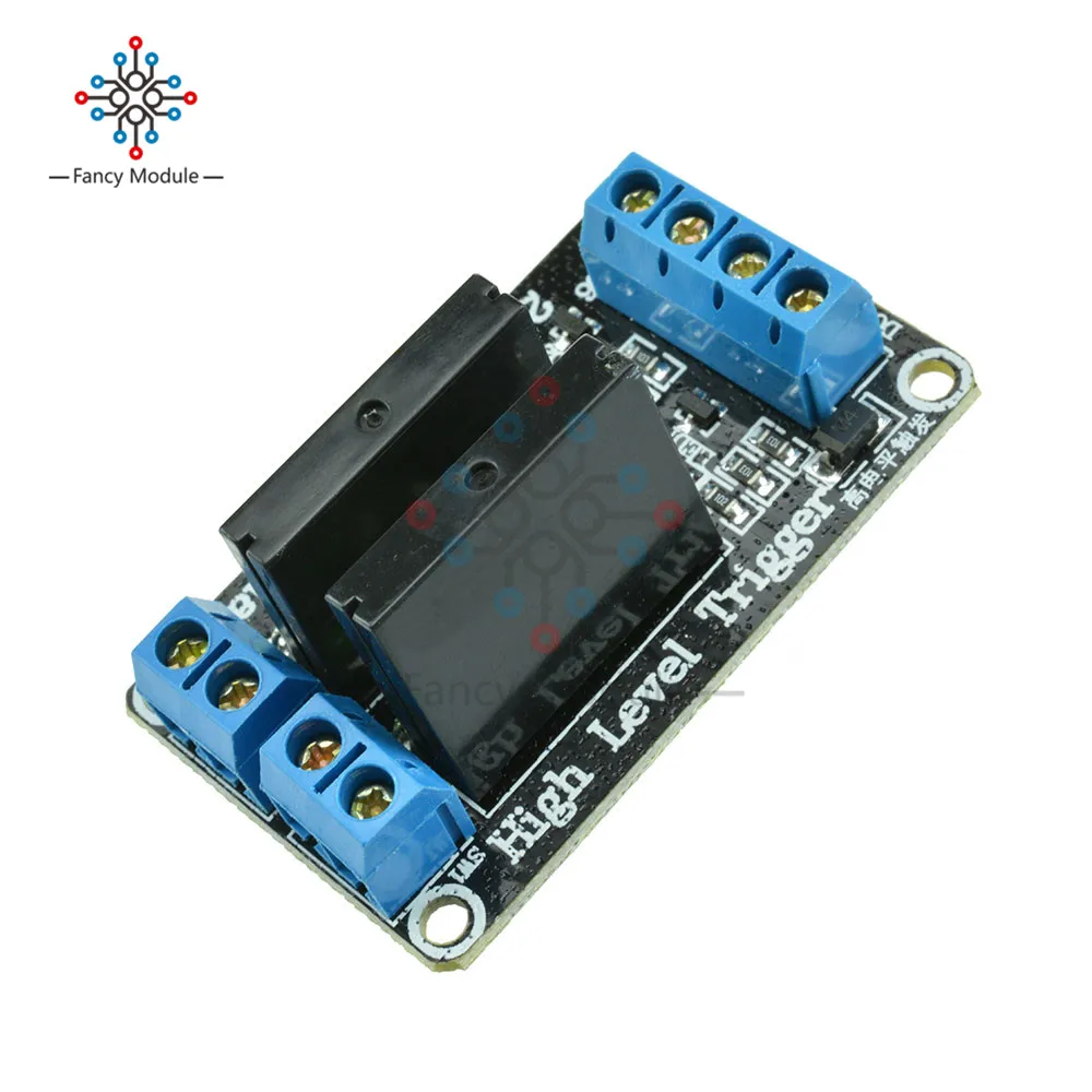 Постоянный ток, 5В, 1/2/4 канала твердотельные реле модуль для Arduino высокого уровня предохранитель для Arduino SSR G3MB-202P - Габаритные размеры: 2 Channel