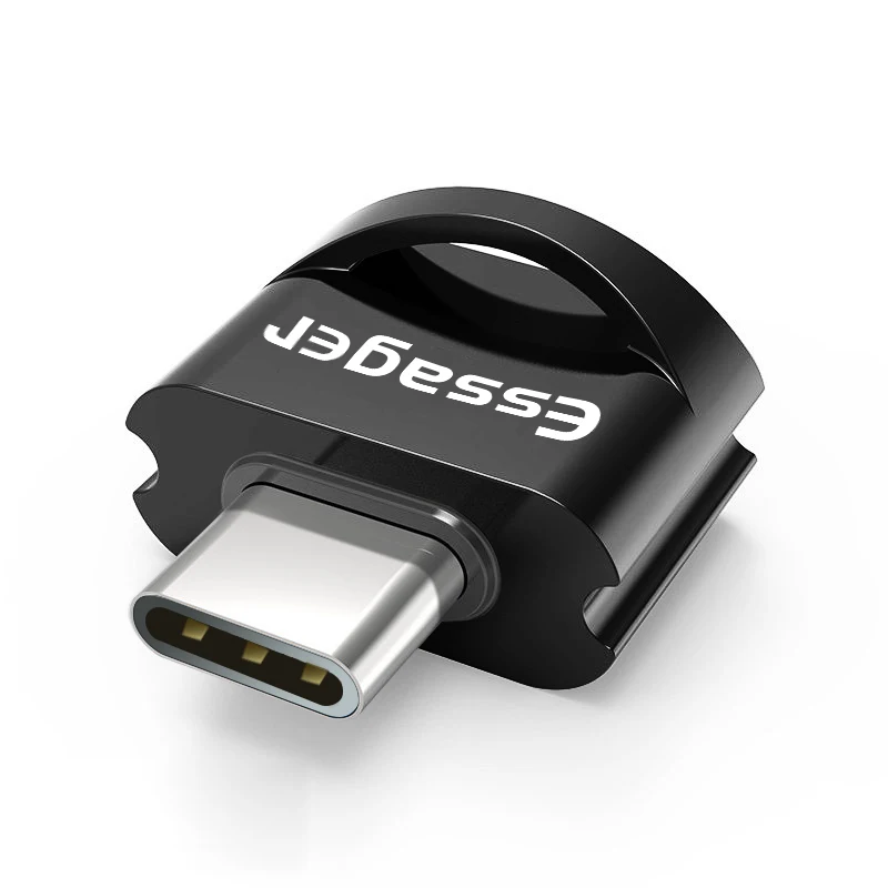 Адаптер Essager OTG usb type C для Xiaomi huawei samsung S9 type c адаптер USB Tipo C type-c к USB 3,0 OTG адаптер конвертер - Цвет: Black