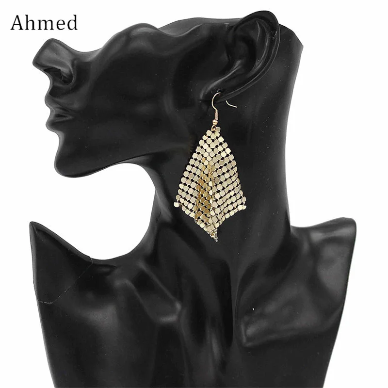 Мода от Ahmed многослойные серьги с блестками и геометрическим узором длинные