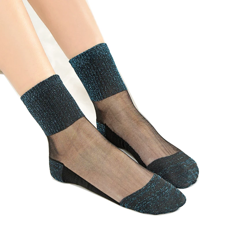 2 пары = 4 шт., летние женские носки, блестящие короткие носки, блестящие прозрачные женские носки, прозрачные шелковые тонкие эластичные носки, Meias