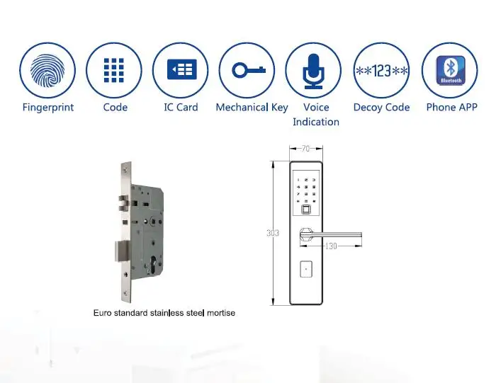 LACHCO Bluetooth биометрический электронный дверной замок приложение, умный отпечаток пальца, код, ключ сенсорный экран цифровой дверной замок L18025FB