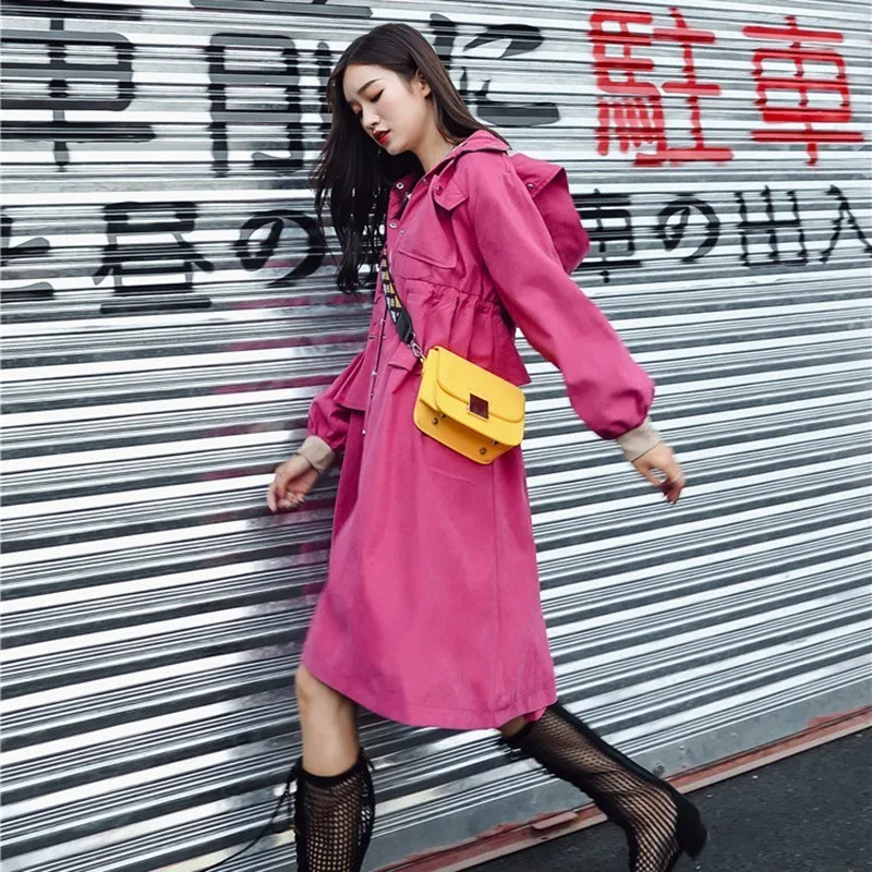 Lacets 2018 Coupe De Printemps Mode Femmes Tranchée Manteau Taille Coréenne vent Volants À Femelle Automne Capuche Haute Vestes Vêtements 4ggrU0qCw