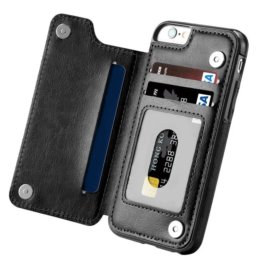 

Wholesale Business Magnetic Faux Leather Wallet Case Card Slot Flip Cover for iPhone X 8