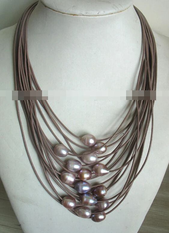 

hot sell- N1980 15rows freshwater pearl purple egg necklace -Top quality free shipping
