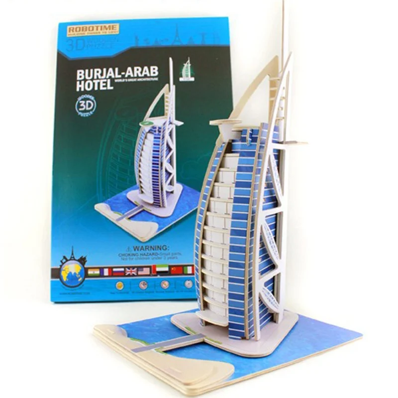 Good Wooden Assembled Model Toy Dubai Burj Al Arab Hotel 124