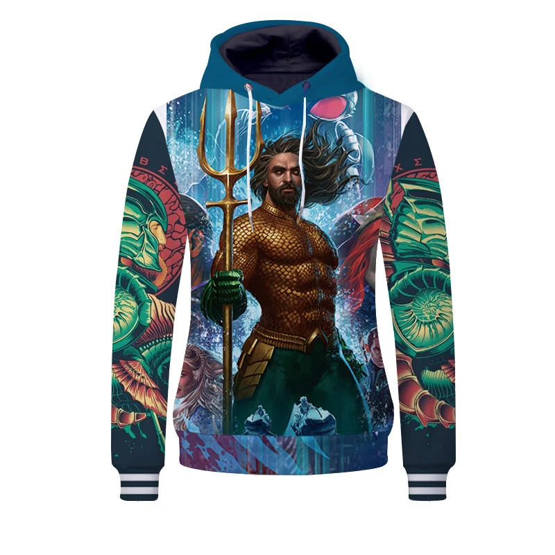 DC Aquaman 3D Print Sweatshirt Casual Hoodie Boys Sweater Zipper Jacket Coat