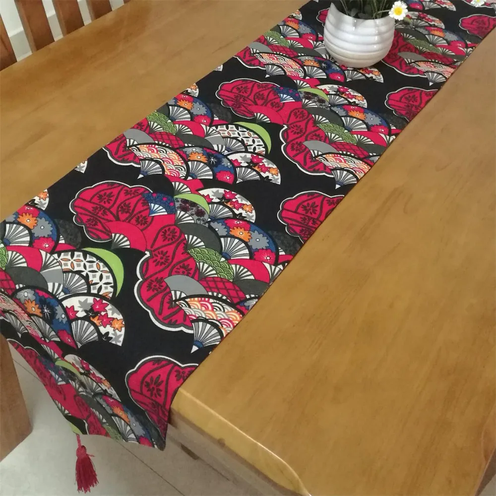 

Sakura Fan Table Runner Cherry Blossom Table Cloth Cover Dining Room Restaurant Wedding Party Decoration, free shipping