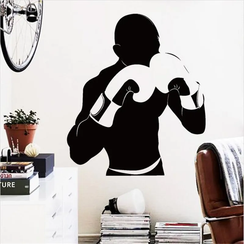 T351 Creative Arts Decoration Wall Stickers Vinyl boxing player Wall Sticker removable house
