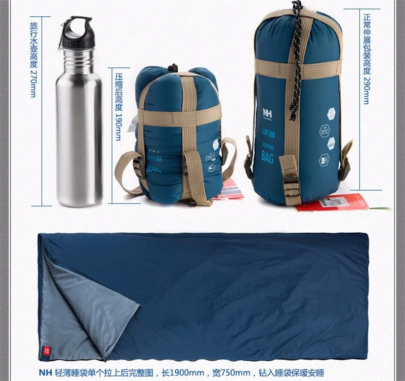 Сверхлегкий спальный мешок для взрослых, двойной спальный мешок для кемпинга, уличные спальные мешки, 0,7 кг, для маленьких детей, небесно-голубой, оранжевый, армейский зеленый