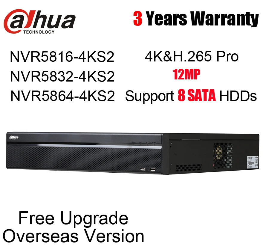 

Dahua 16CH 32CH 64CH NVR 12MP NVR5816-4KS2 NVR5832-4KS2 NVR5864-4KS2 4K&H.265 Pro Network Video Recorder without logo