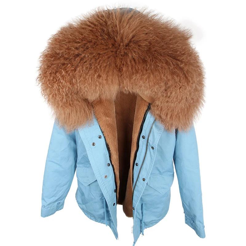 Parka Real Fur Coat Winter Jacket Women Real Mongolia Sheep Fur Parkas Thick Warm Luxury Detachable Outerwear Streetwear