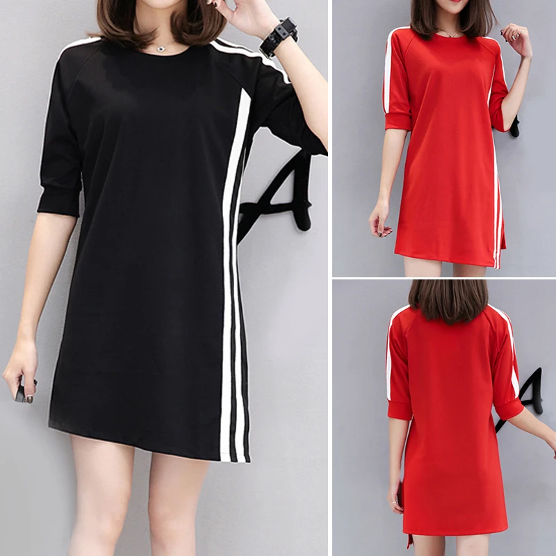 Womens Dress Ladies Party Summer Half sleeves A line Fashion Cocktail Round neck Casual Holiday Patchwork Mini