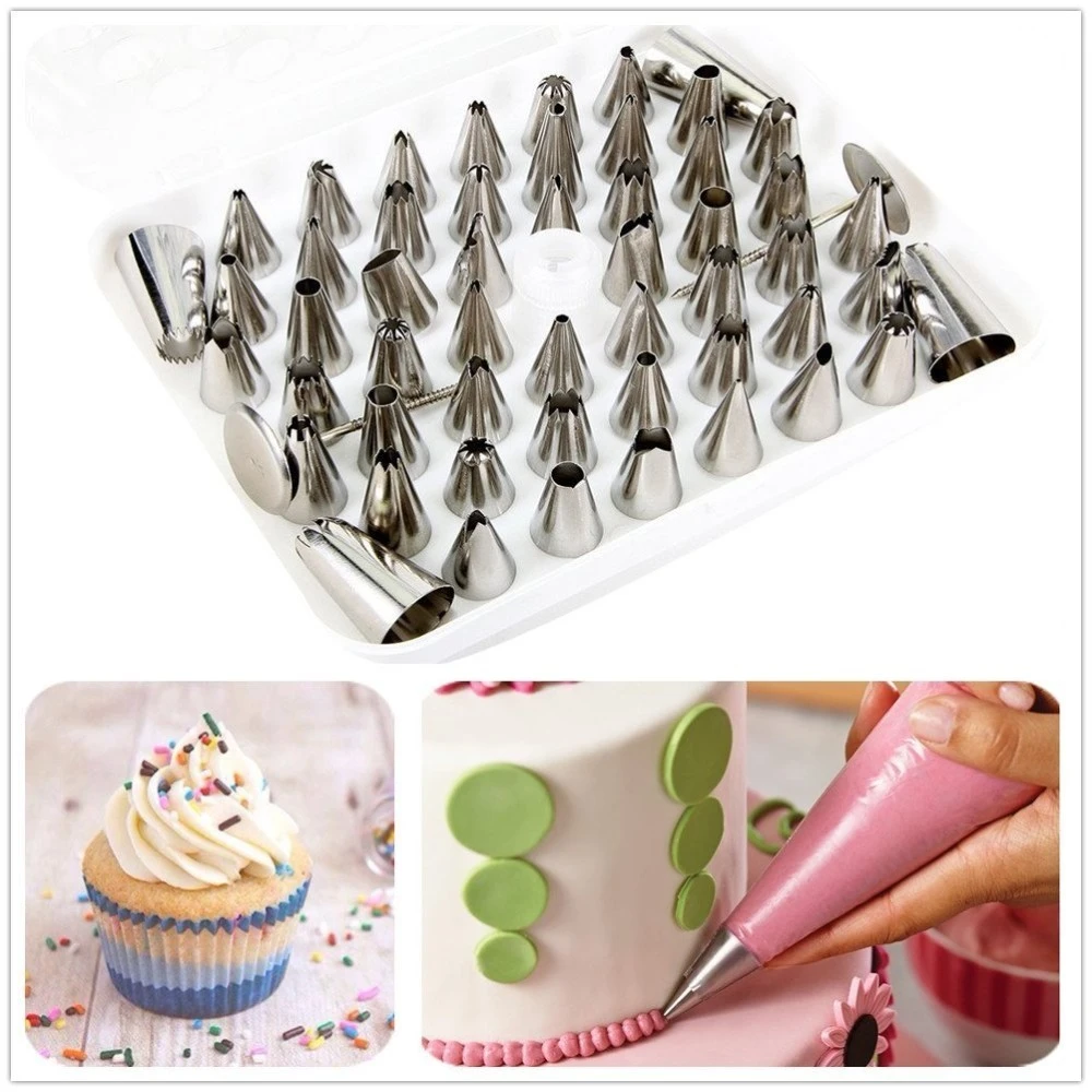 52Pcs Icing Piping Set Pastry Fondant Cake Decorating Sugarcraft Nozzle Tip Tool