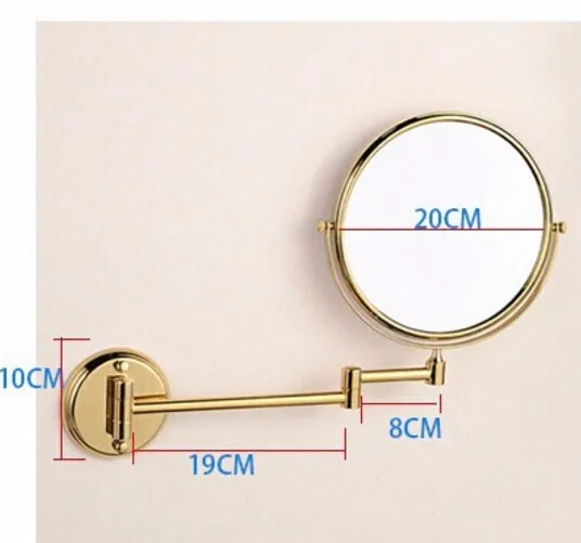 Горячее предложение для ванной комнаты золото Настенный 8 дюймов Латунь 3X/1X зеркало для ванной складное туалетное зеркало косметическое зеркало леди подарок