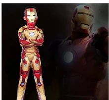 Traje de fantasia do Homem de Ferro, traje de halloween de super herói, fantasia do homem de ferro, Mark 42/Patriot, com músculos, para crianças, para cosplay, traje com máscara