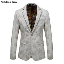 N& B блейзер с цветочным принтом, мужской пиджак, мужской костюм, куртки для свадьбы, формальный деловой пиджак, пиджаки, Мужской приталенный смокинг SR8