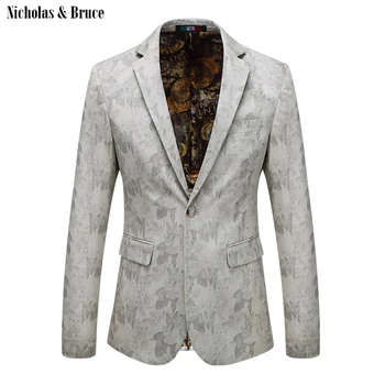 

N&B Floral Blazer Men Frock Coat Men's Suit Jackets for Weddings Formal Business Jacket Dress Blazers Man Slim Fit Tuxedo SR8