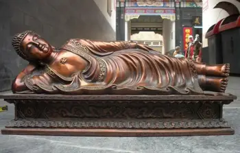 

Tibet Buddhism Copper Red Bronze Rest Dragon Sakyamuni Ru Lai Buddha Statue