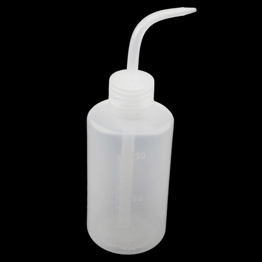 250mL Plastic Wash Bottle Squeeze Dispensing Bottles with Narrow Mouth Stem for Tattoo LAB Labware Supplies