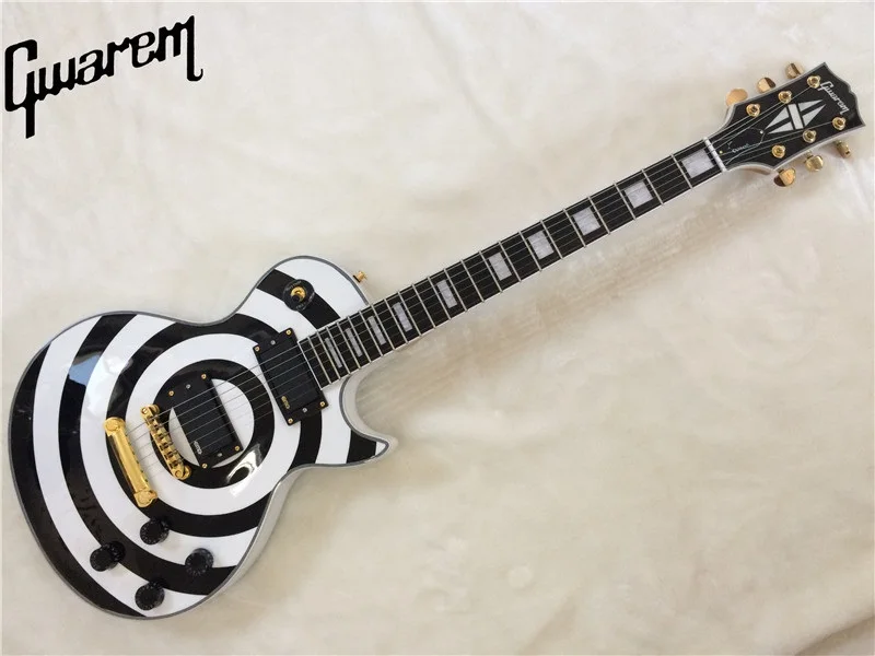 Electric guitar/NEW Tùy Đàn Ghi Ta Điện LP Zakk Wylde bulls eye Guitar Đen EMG Pickups Miễn Phí Vận Chuyển
