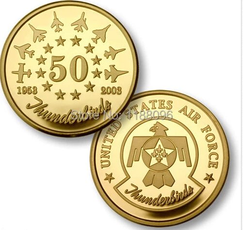 

Wholesale and retail Low price AIR FORCE THUNDERBIRDS MILITARY GOLD CHALLENGE COIN hl50167