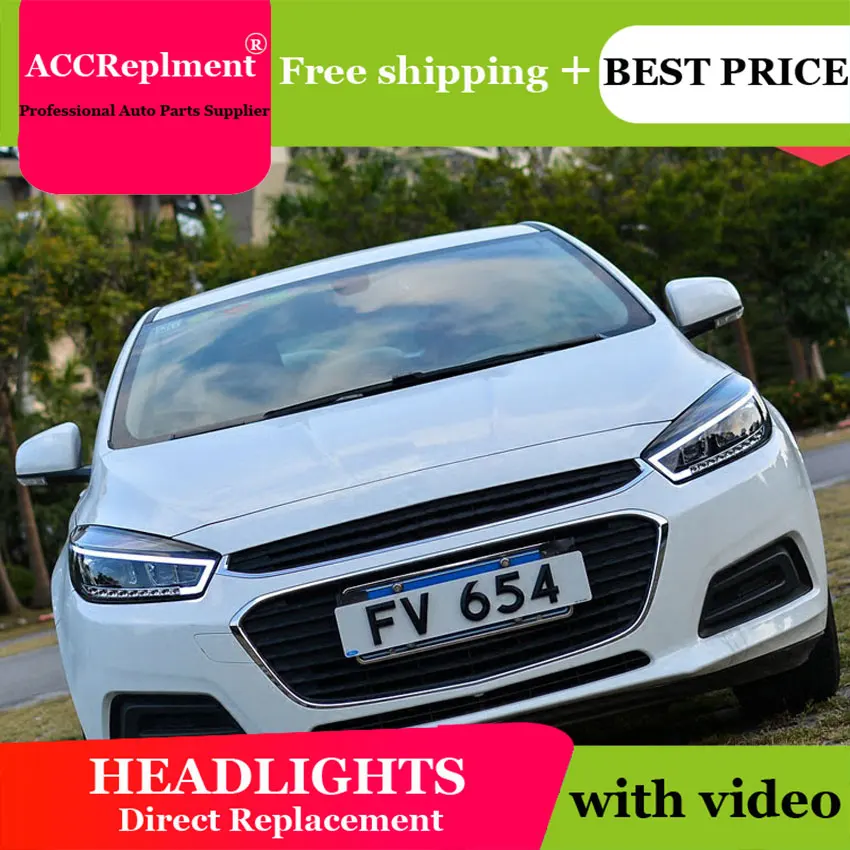 

car styling For CRUZE headlights U angel eyes 2015 For Cruze LED light bar Q5 bi xenon lens h7 xenon projector LED Bulb
