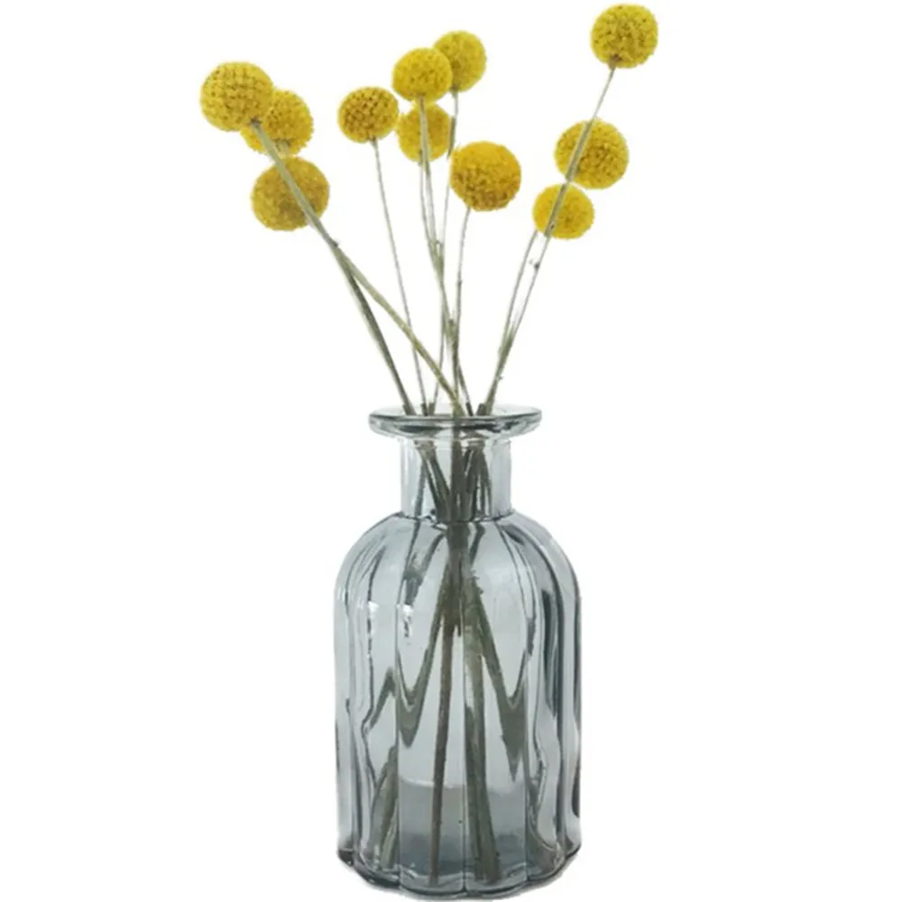 

Narrow mouth Vases Art Glass Crystal Flower Hydroponic Bottle for Table Blue-grey Flowers Not Included