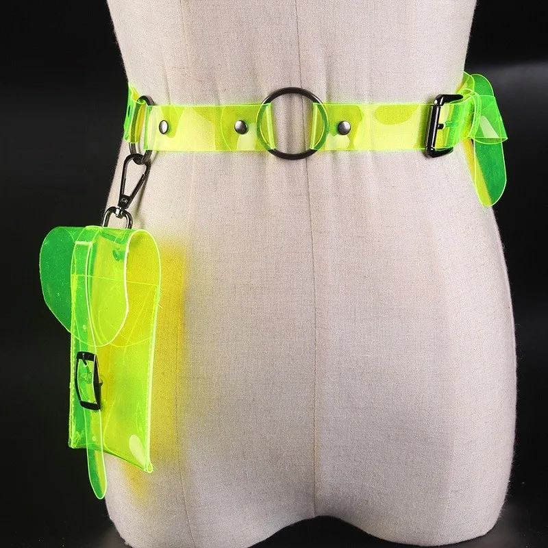 

New Summer Thin Transparent Belt Women Solid Hook-Up Mini Waist Wallet Bag For Belts Female Decoratied Pvc Plastic Laser Strap