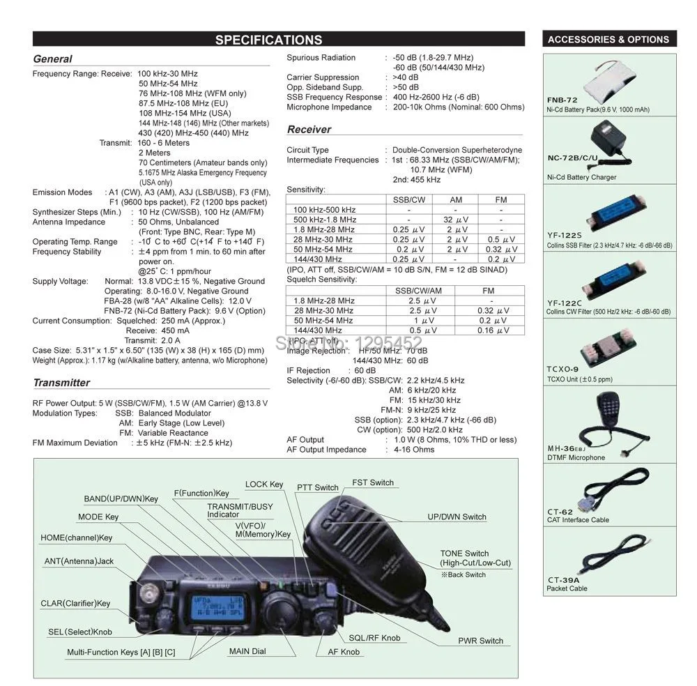 YAESU FT-817ND все-режим HF/VHF/UHF ручка-портативный трансивер разблокированный TX