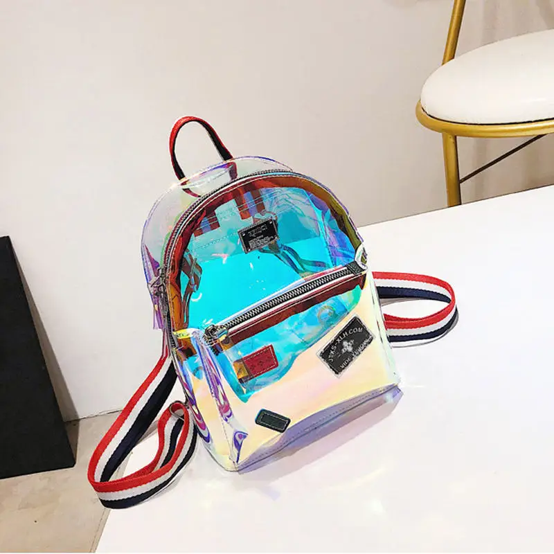 

Female Backpack Small PU Leather Women's Bag Cute Backpacks For Girls Clear Laser Bagpack Casual School Bags For Teenage Girls