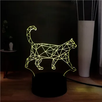 

New Illusion 3D Walking Lazy Cat 7 Color Change LED RGB DEC Bedside USB Desk Night Mood Lava Light Holiday Kids Birthday Lamp