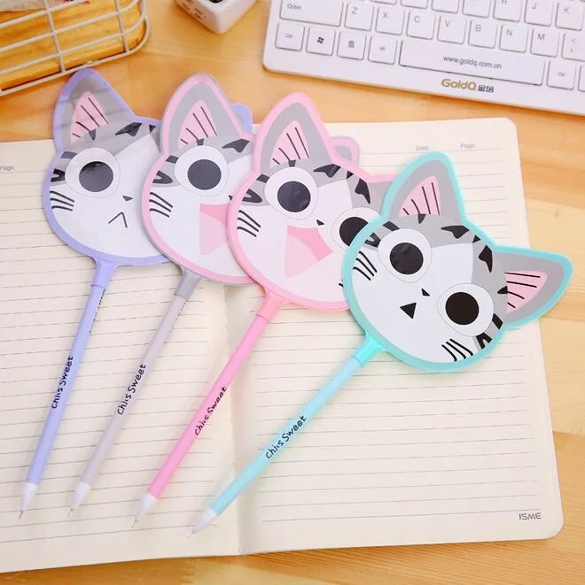 

1pcs/lot Lovely Cute Creative Cheese Cat DIY Series Fan Gel Pen For Kids School Writing Office Supplies Papeleria