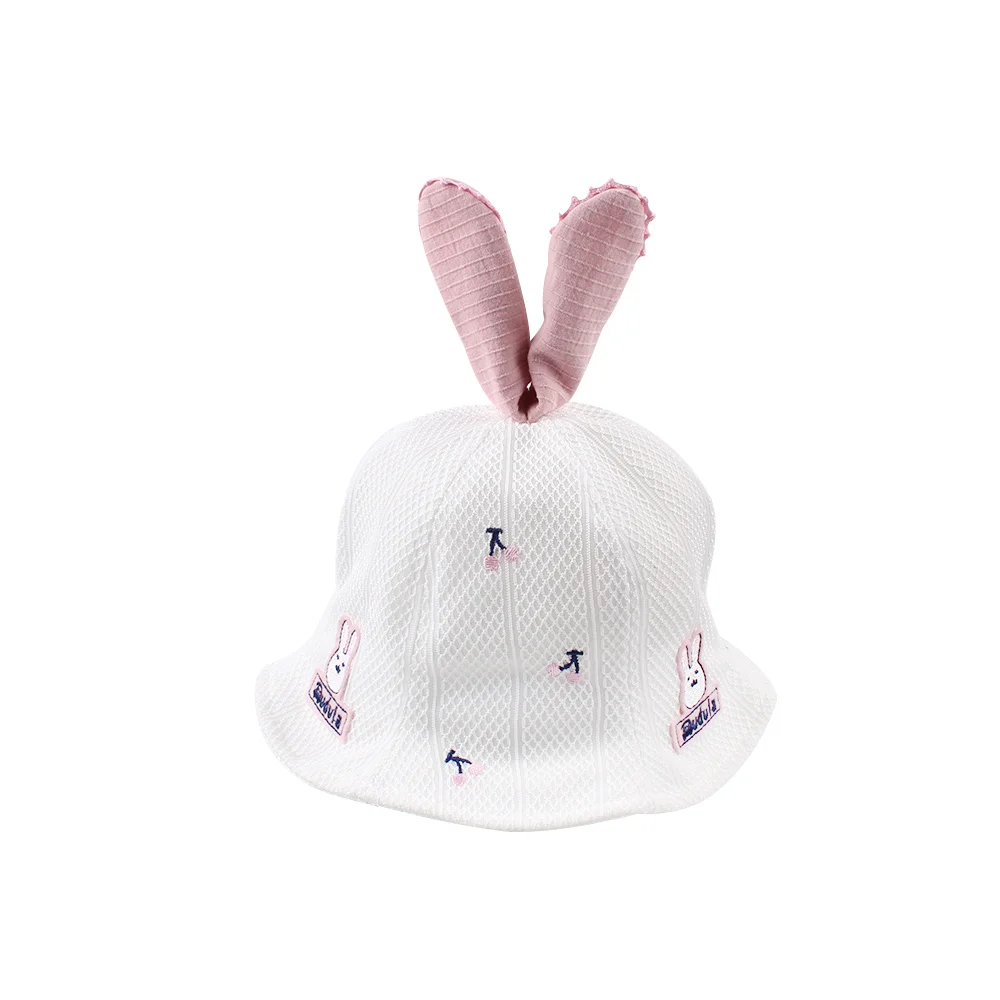 Cherry Cute Baby Hat For Girls Rabbit Ears Toddler Girls Hat White Pink Girls Bucket Hat Sun Cap Spring Autumn Girls Fisher Caps (8)