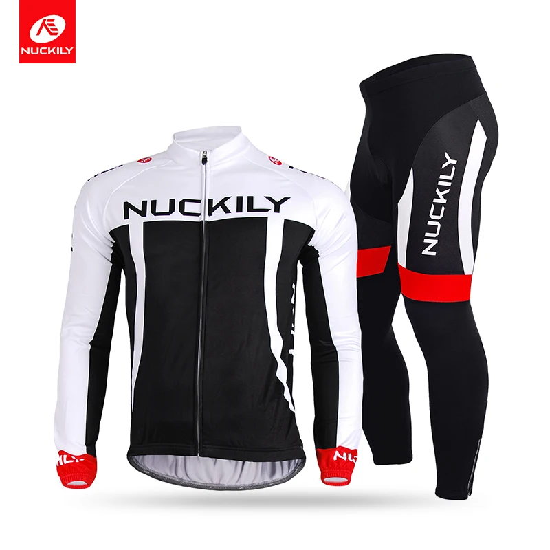 

NUCKILY Men's Spring/Autumn Custom Cycling Jersey High Quality China Long Sleeve Bicycle Shirt With Tight Set CJ135CK135