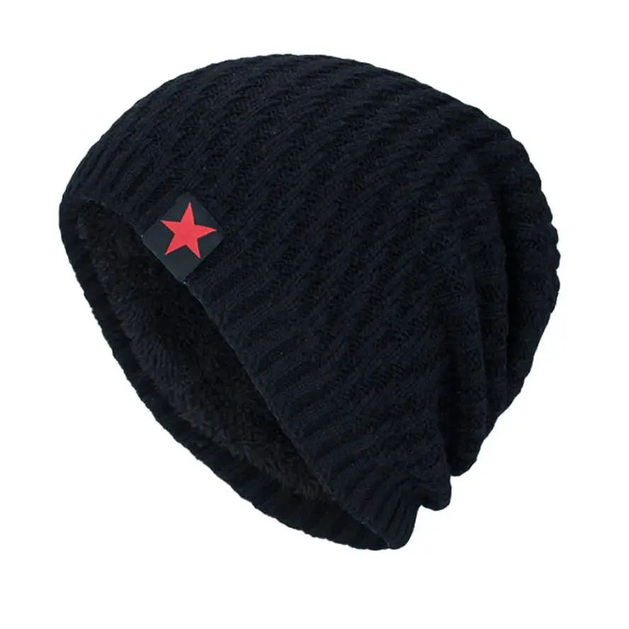 Унисекс вязаная шапка, шапка для головы, плюс бархатная теплая шапка, шапка для мужчин и женщин, gorros mujer touca inverno, мужские зимние шапки, лыжная шапка для женщин - Цвет: Black