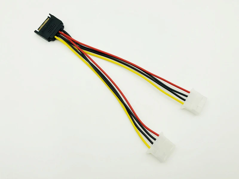 5PCS Power Cable 15Pin SATA to 2 Dual 4Pin IDE Molex Power Lead Y Splitter Cable Cord 18AWG Wire 20cm for Bitcoin Miner Mining