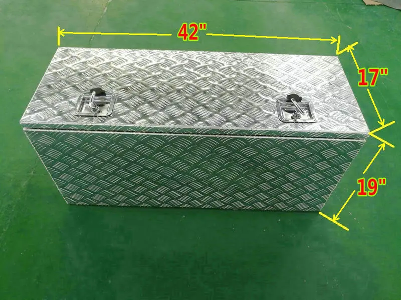 

42"x17"x19" Aluminum Pickup Truck Trunk Under Bed Camper Tool Box Tote Storage + T LOCK 1070mmx430mmx90mm