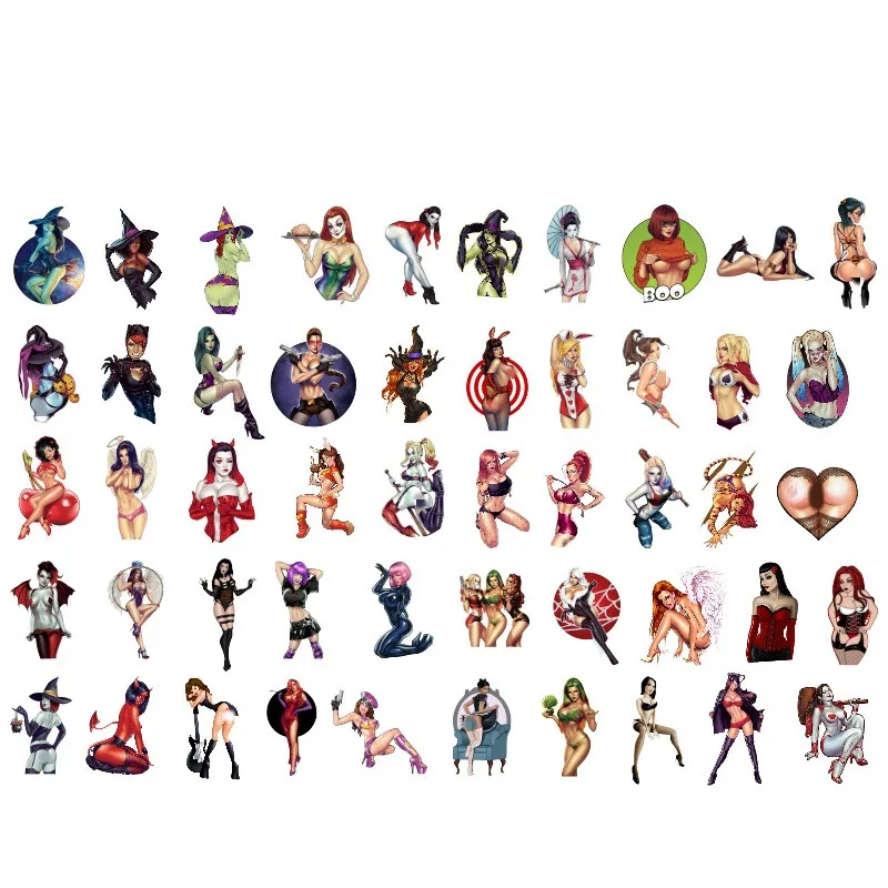 50pcs/Pack of Devil Terror Beauty Graffiti Sticker Paper Luggage, Pole Box, Notebook, Waterproof and Non-repetitive 50pcs/Pack of Devil Terror Beauty Graffiti Sticker Paper Luggage, Pole Box, Notebook, Waterproof and Non-repetitive