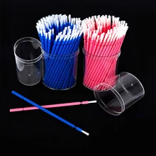 100 шт зубная одноразовая микро щетка Dupont щетина отбеливание зубов гибкая головка стоматолога продукт с коробкой красный синий 50*110 мм