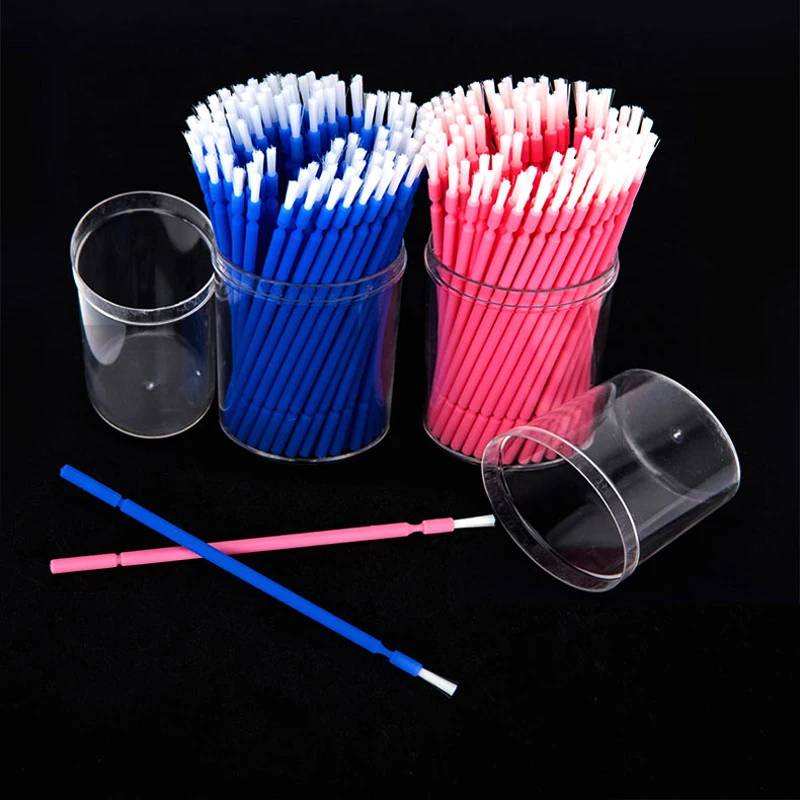 

100 Pcs Dental Disposable Micro Brush Dupont Bristle Teeth Whitening Flexible Head Dentist Product With Box Red Blue 50*110mm