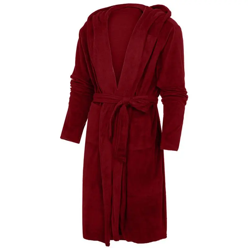Фланелевый банный халат для женщин и мужчин, одежда для сна на осень и зиму, однотонный плюшевый халат для пар, толстый теплый женский халат с капюшоном