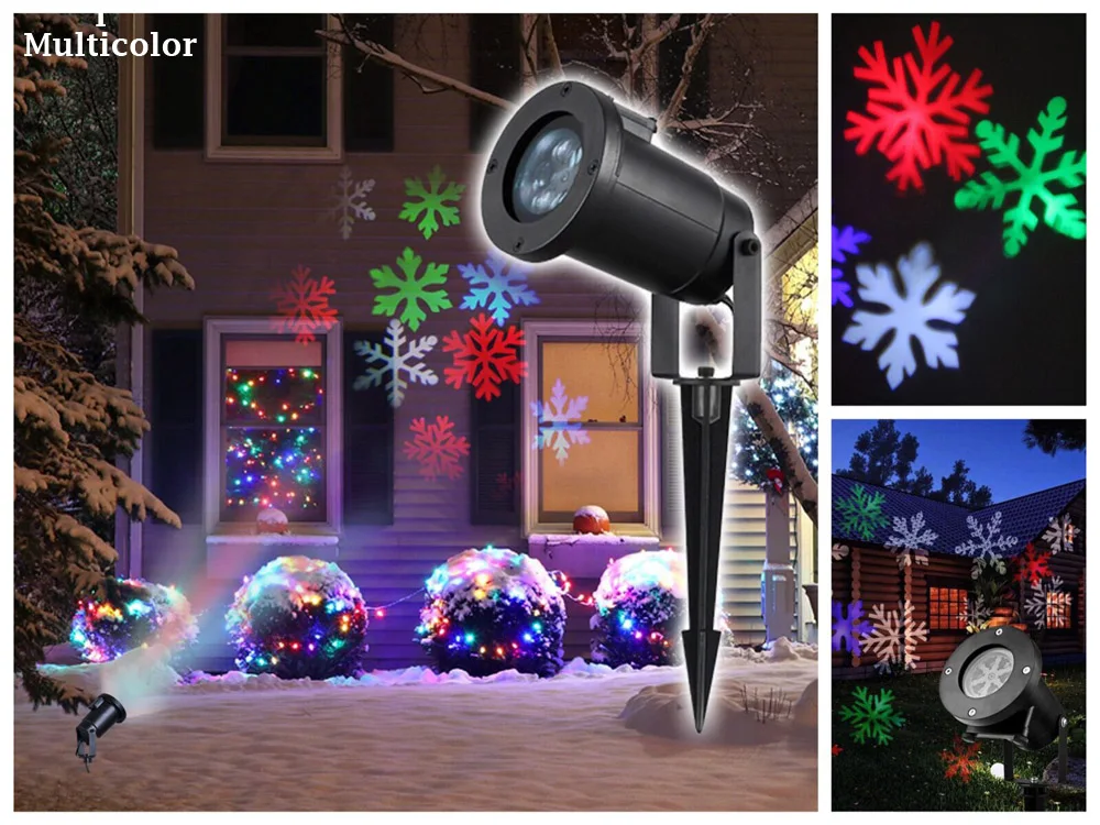 Holiday Lighting Christmas Snowflake projector Outdoor led lawn light Waterproof for Garden decor White RGB with Power plug Holiday Lighting Christmas Snowflake projector Outdoor led lawn light Waterproof for Garden decor White RGB with Power plug