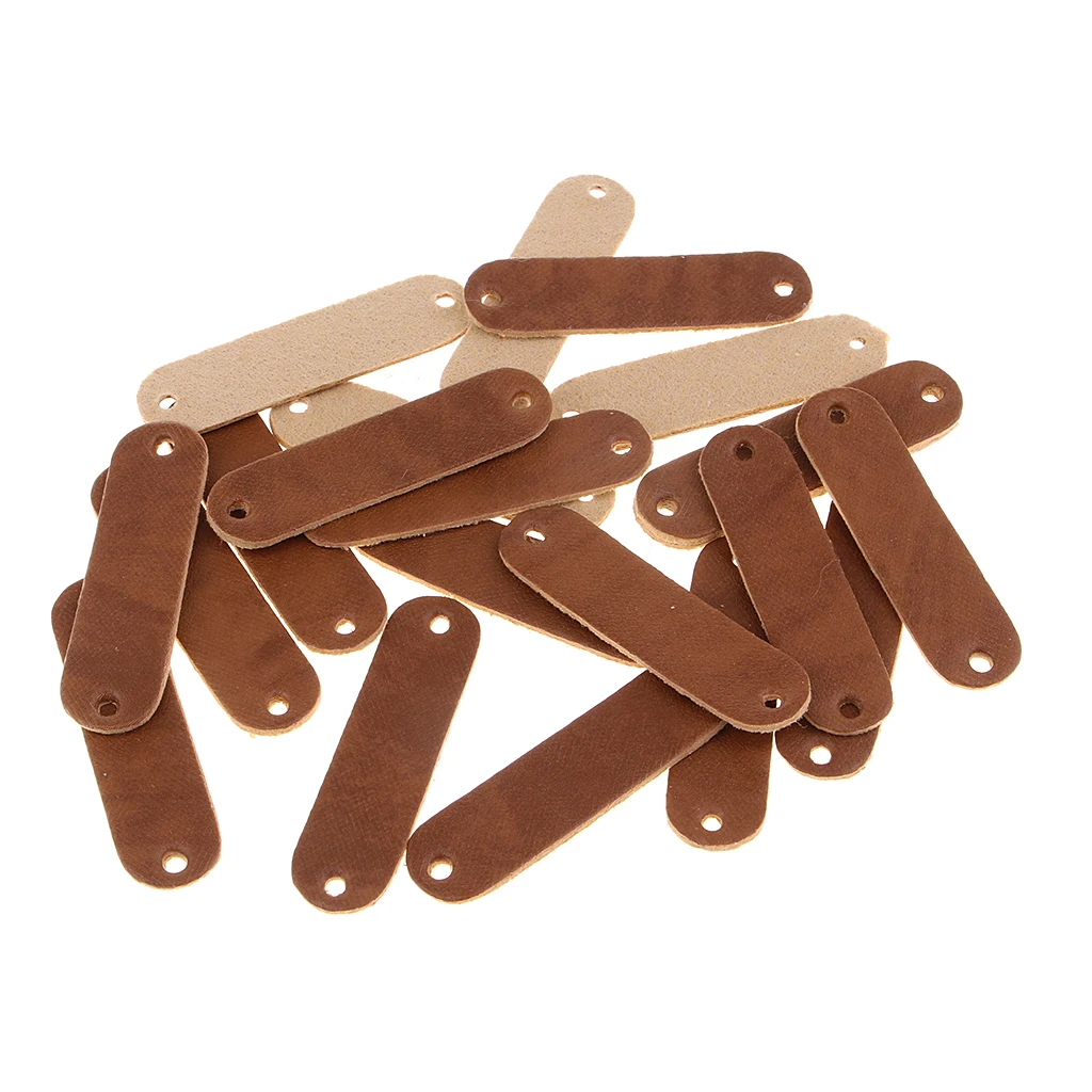 20pcs PU Leather Label Sew on Labels with Holes Engraved Tag Accessories