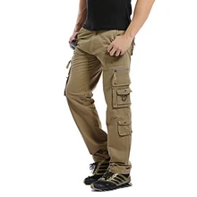 Новое поступление, повседневные мужские брюки-карго, свободные военные армейские брюки, мужские комбинезоны, брюки с несколькими карманами, легко стирающиеся мужские брюки