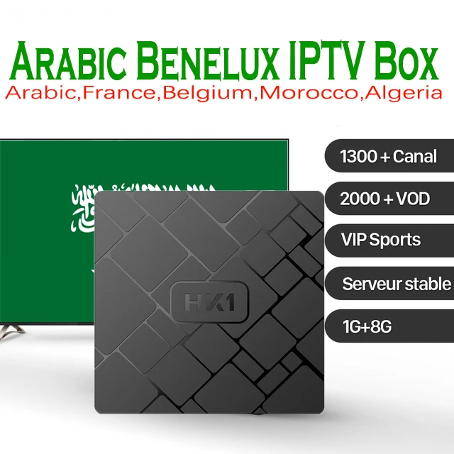 

HK1 mini Android 8.1 TV Box RAM 2GB ROM 16GB H.265 4K HD with 1 year Benelux Morocco IPTV subscription 1300 Live 2000VOD NEOTV