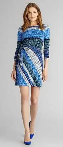 Новая женская одежда модное с поясом трикотажное шелковое платье Джерси - Цвет: Синий