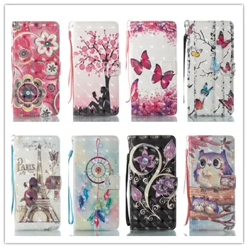 

30pcs New 3D Painted Butterfly Flower Owl Tower PU Leather Wallet Case for iphone X/8/8 plus/7/7 plus/6s/6s plus/5s/SE