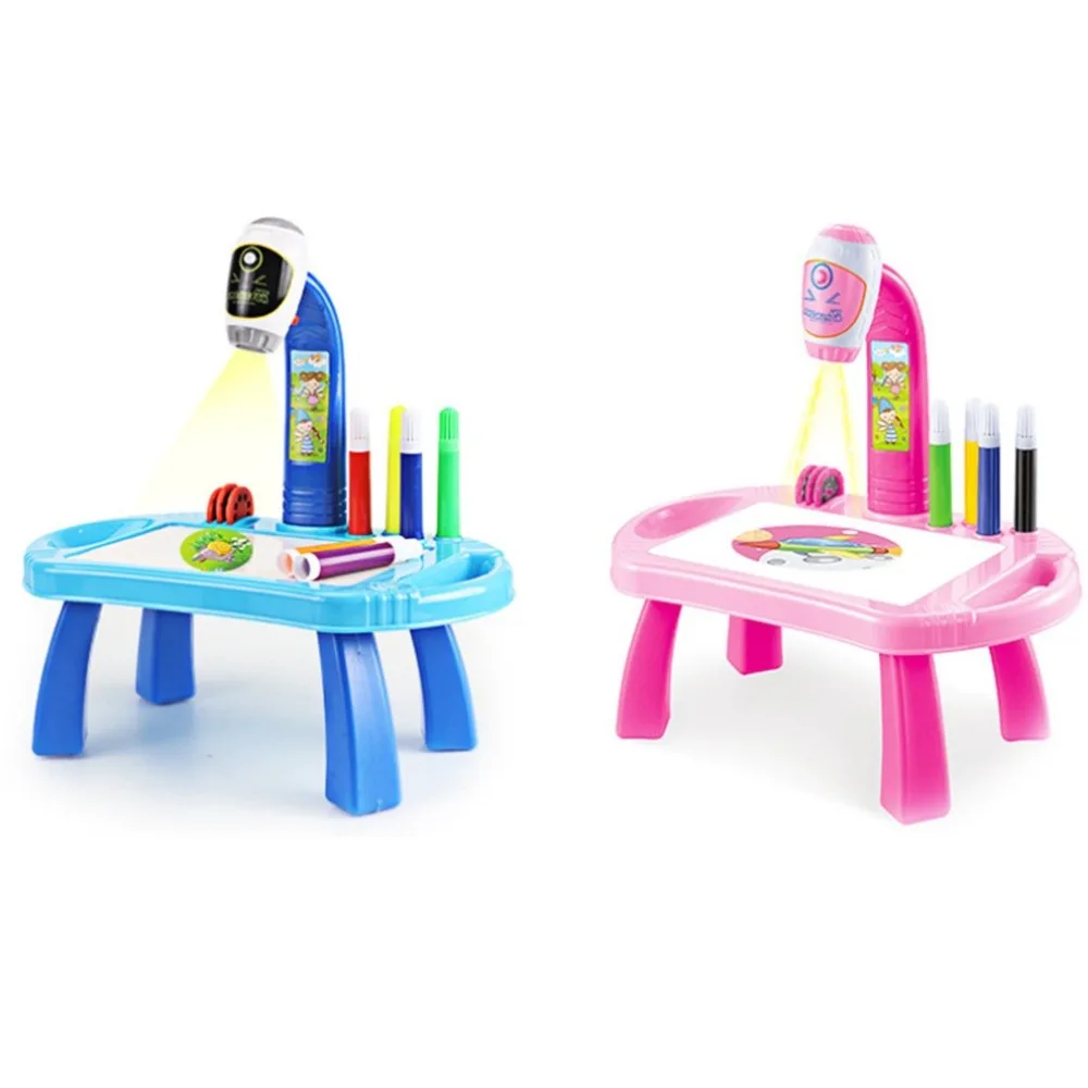 

Kids Learning Desk With Smart Projector Painting projector Table Lamp Write Toy With Light Educational Drawing Table Baby Gift