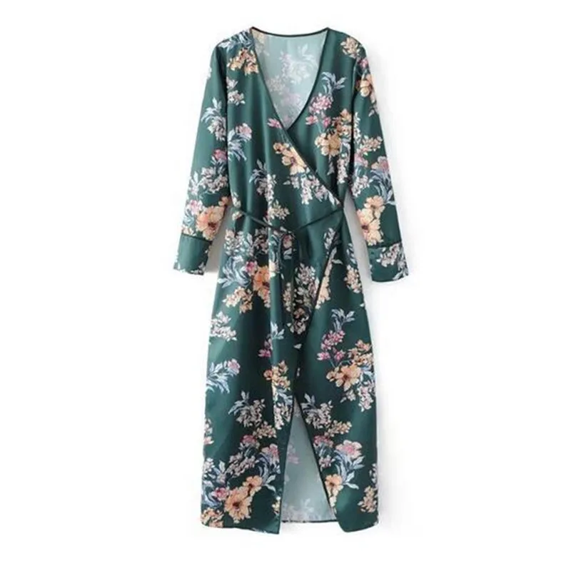 Boho кимоно с поясами винтажные женские платье длинный халат пляж Wrap платья