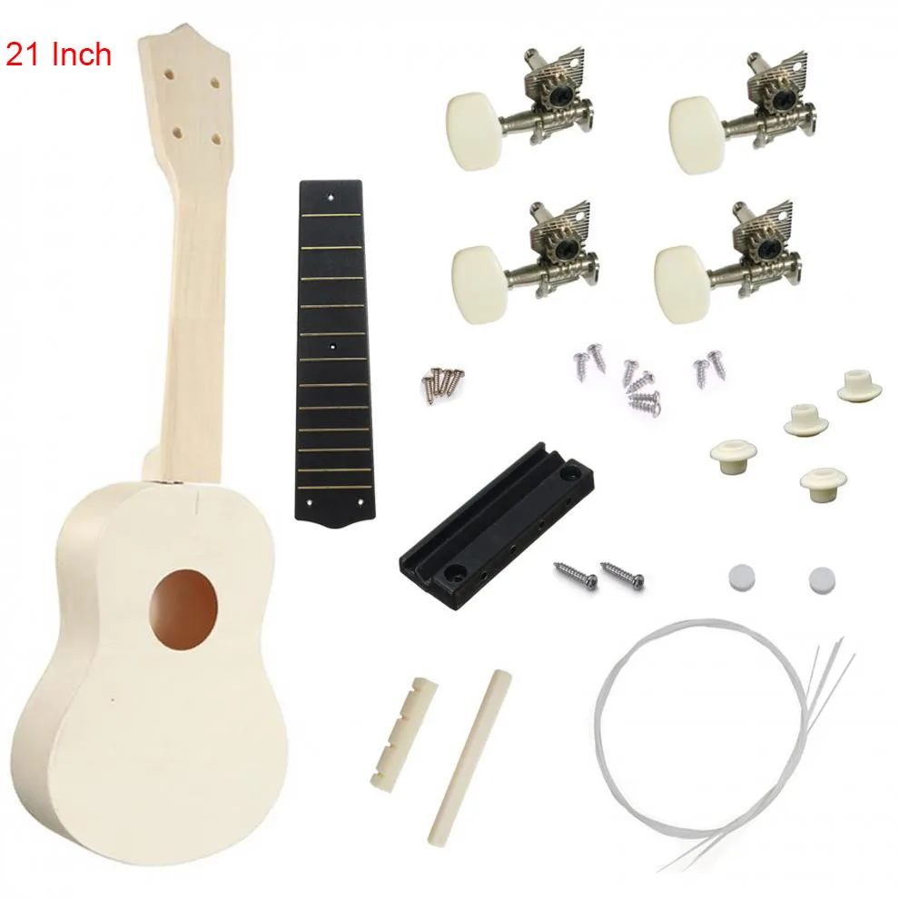 

21Inch DIY Ukulele Basswood Creative DIY Kit Tool Hawaii Guitar Handwork Support Painting Children's Toy Assembly